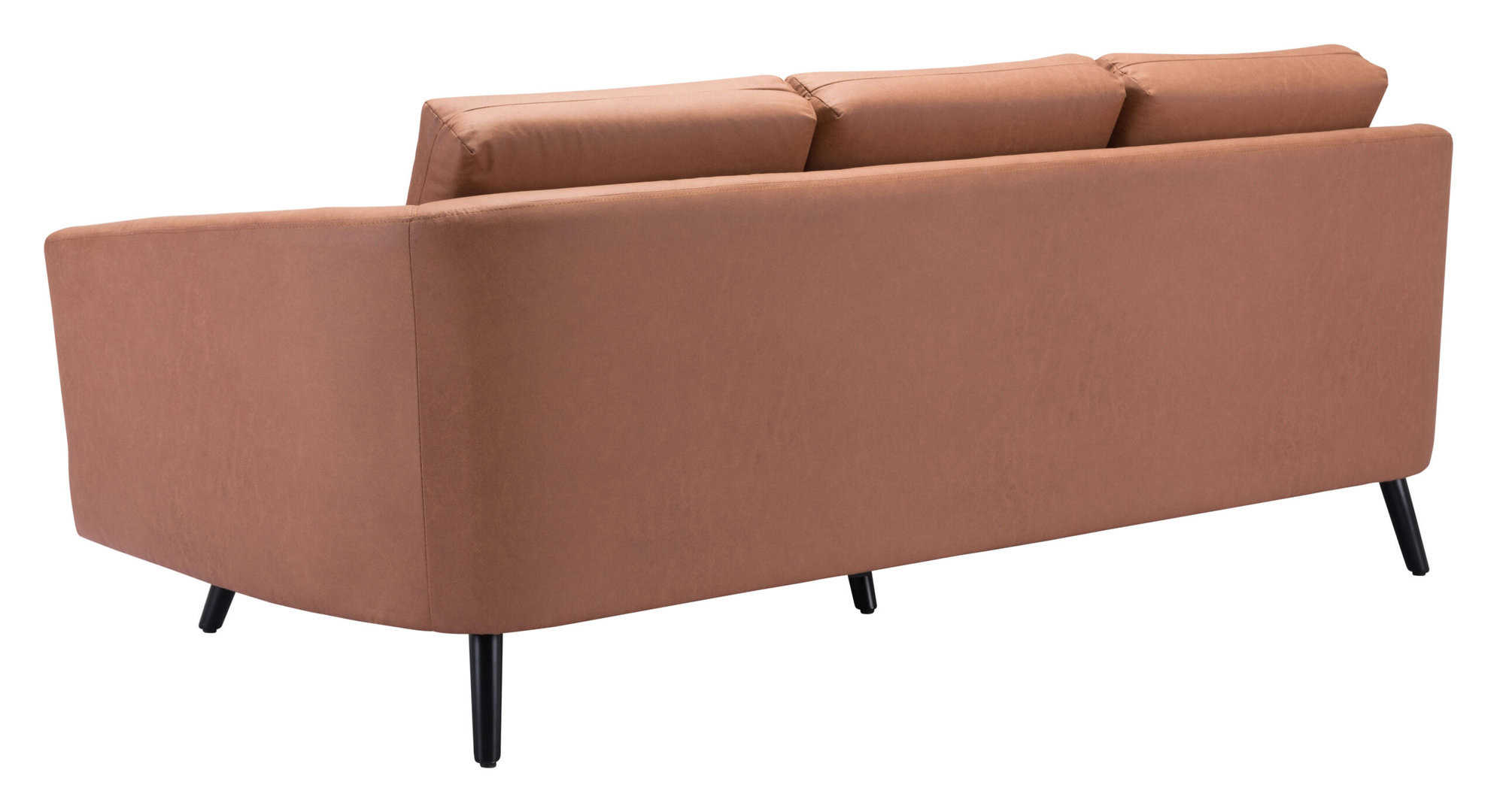 Modern Faux Leather Sofa with Wood Legs and Armrest Support 13 Modern Faux Leather Sofa with Wood Legs and Armrest Support