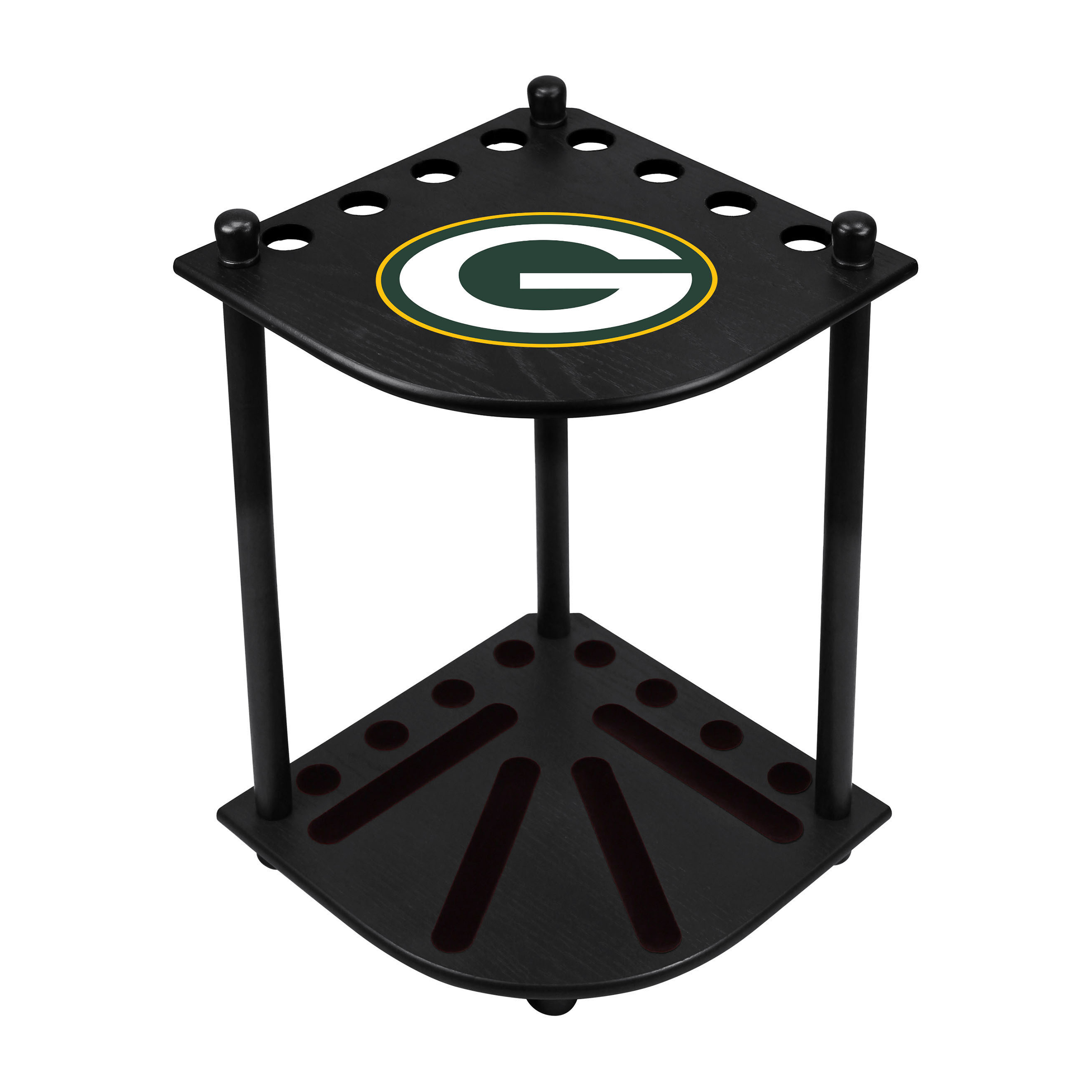 packers solid wood corner cue rack game room addition