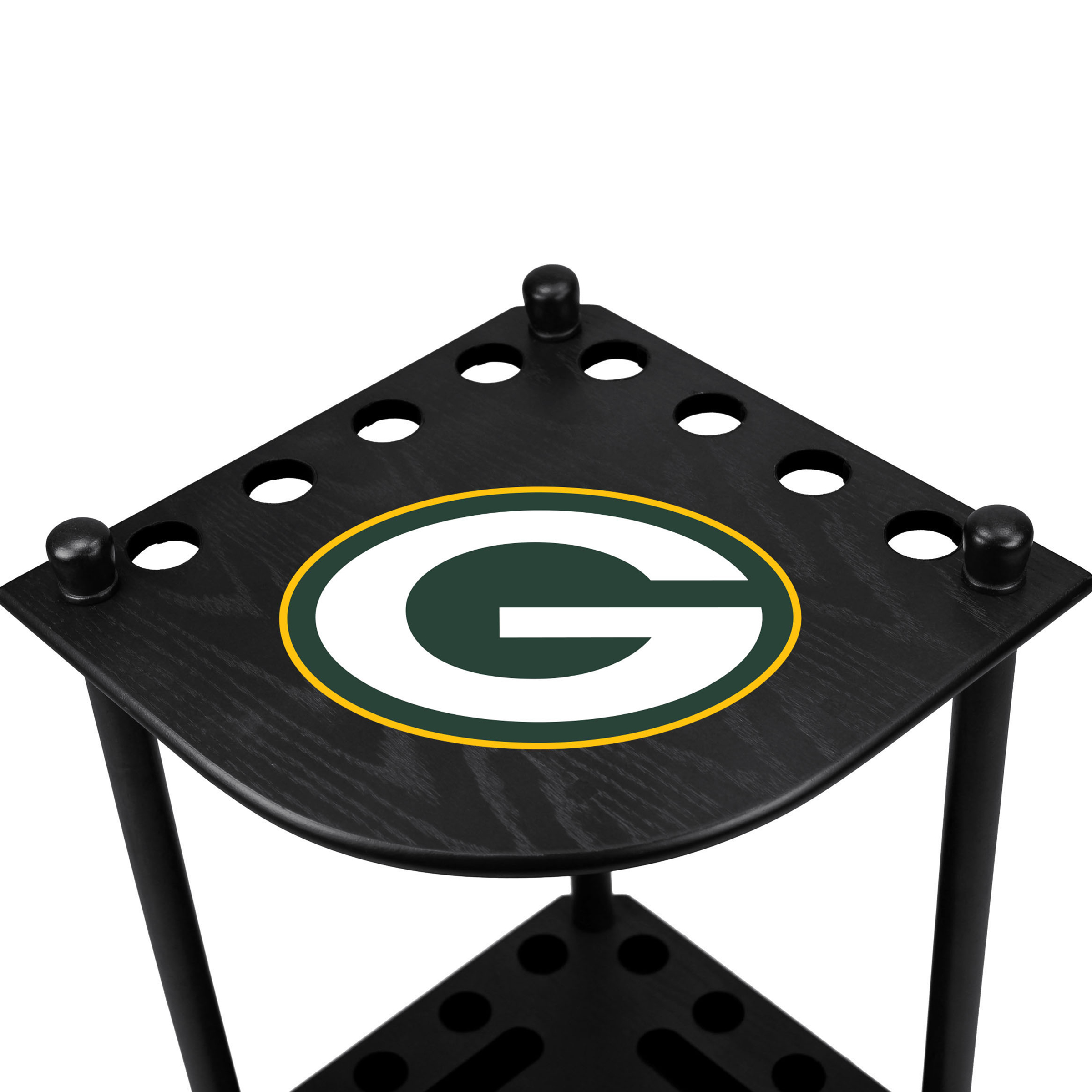 packers solid wood corner cue rack game room addition