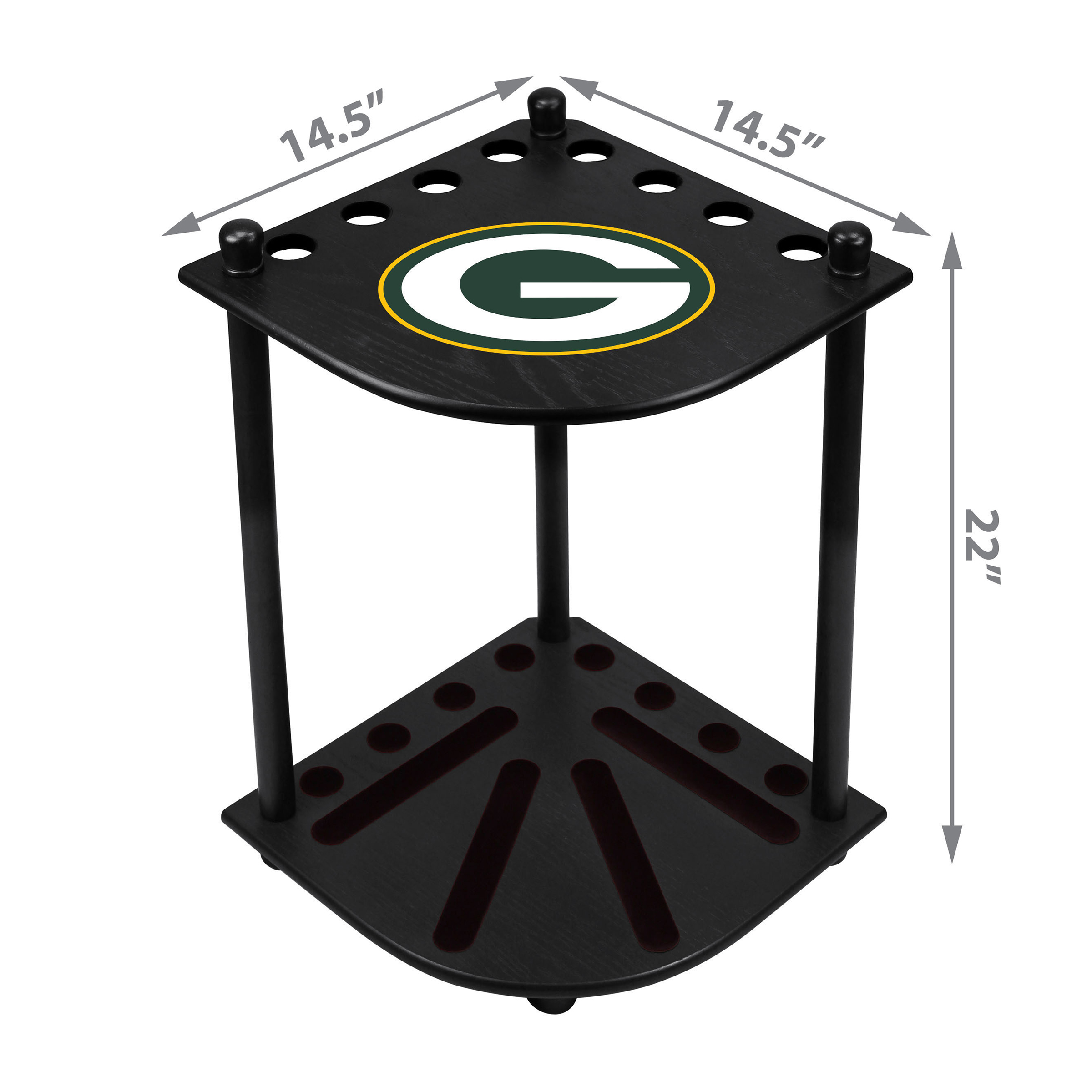 packers solid wood corner cue rack game room addition
