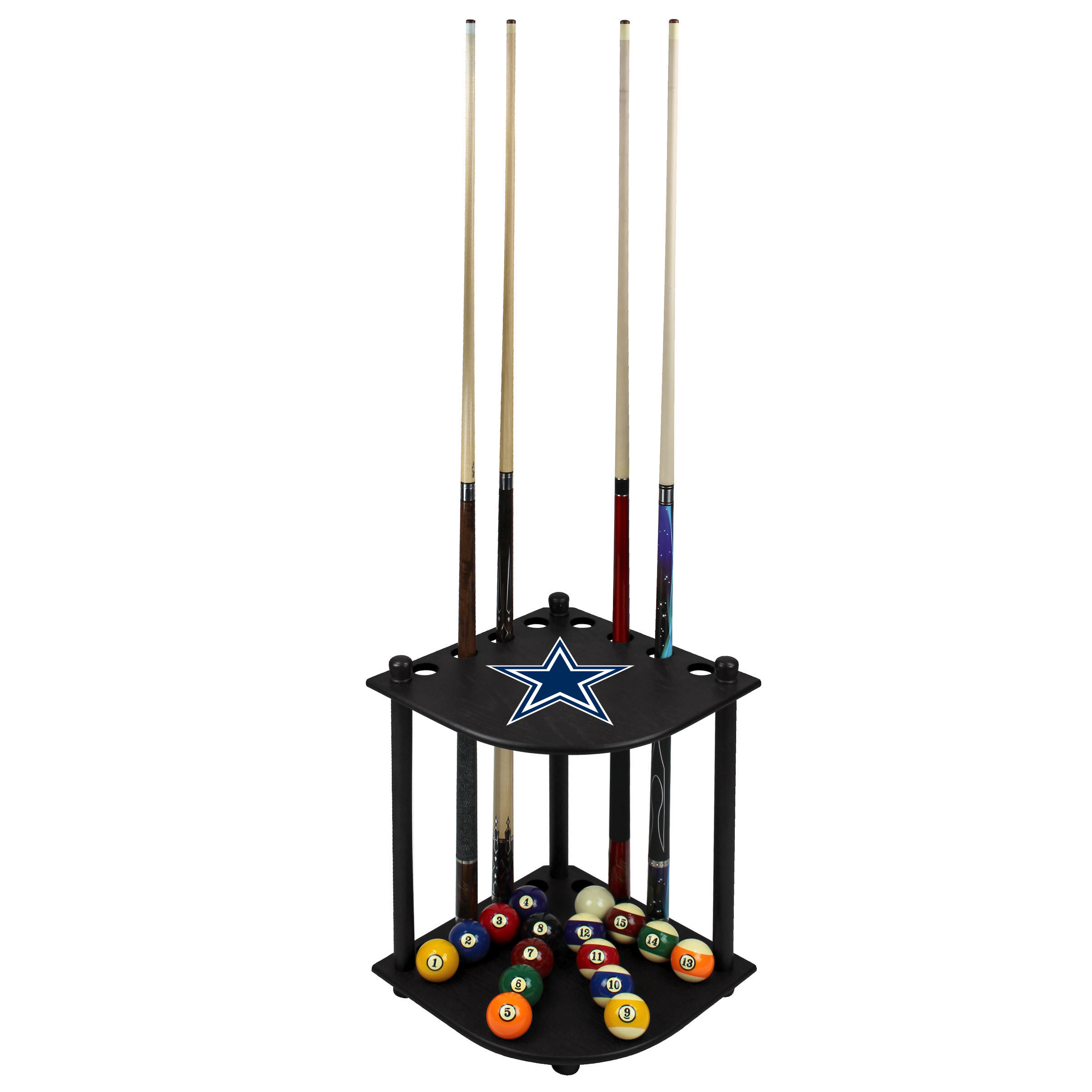 dallas cowboys solid wood corner cue rack