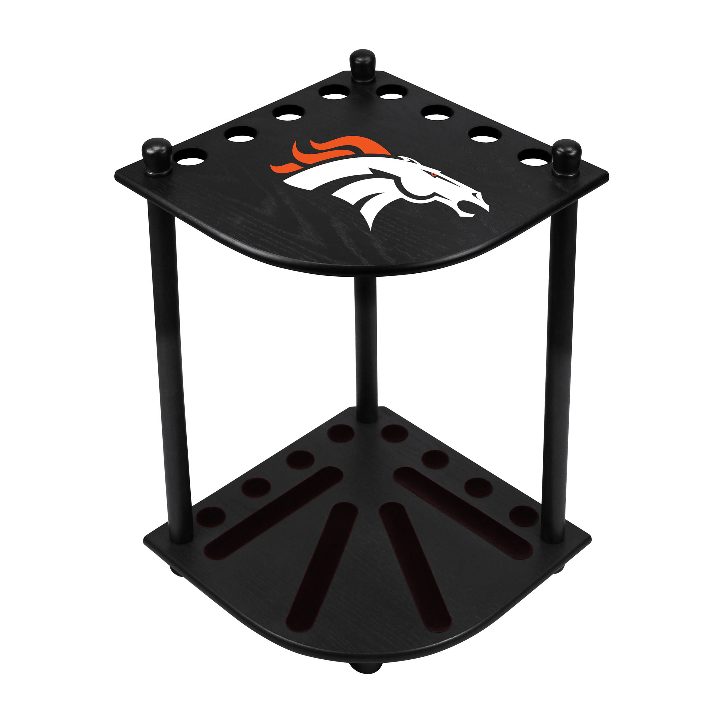 denver broncos solid wood corner cue rack