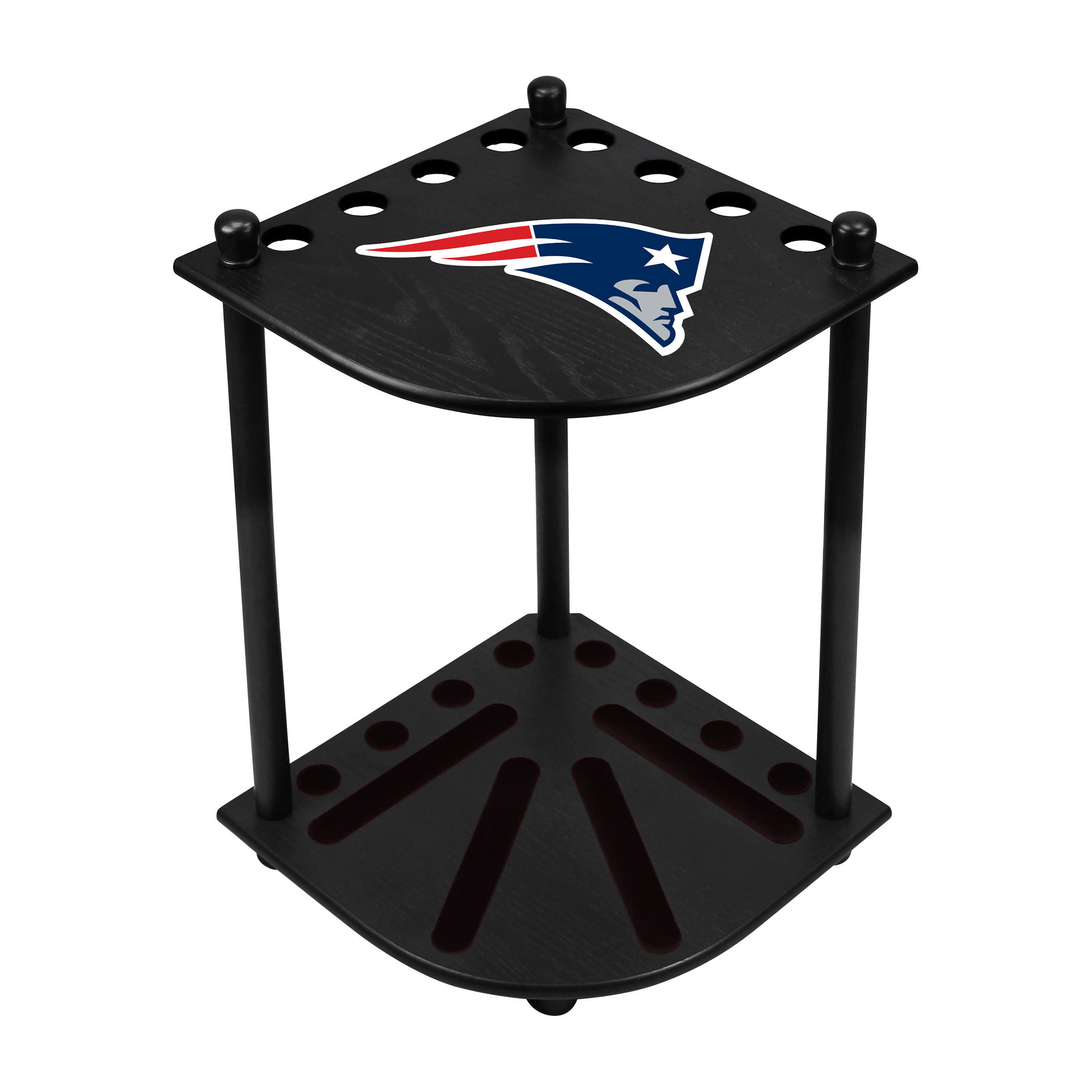 patriots solid wood corner cue rack