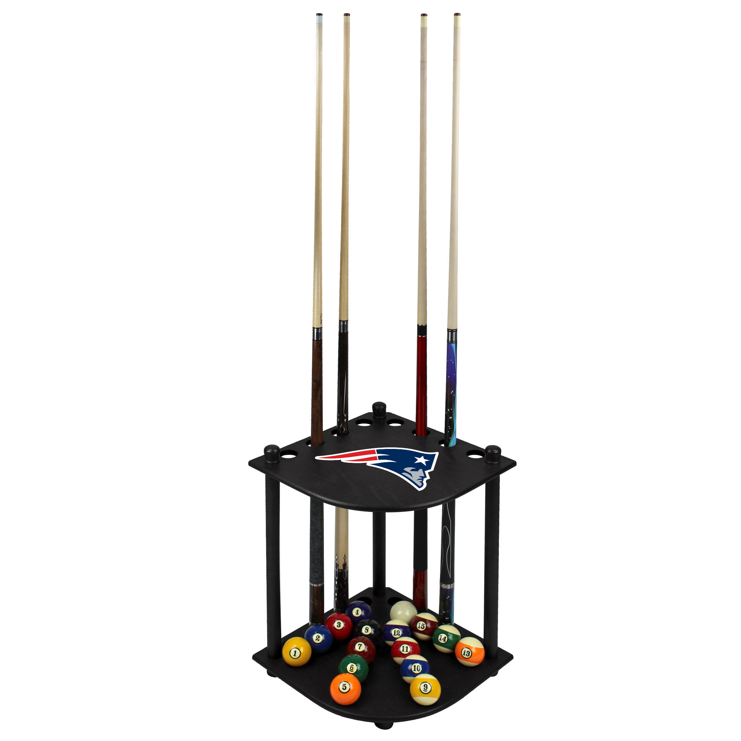 patriots solid wood corner cue rack