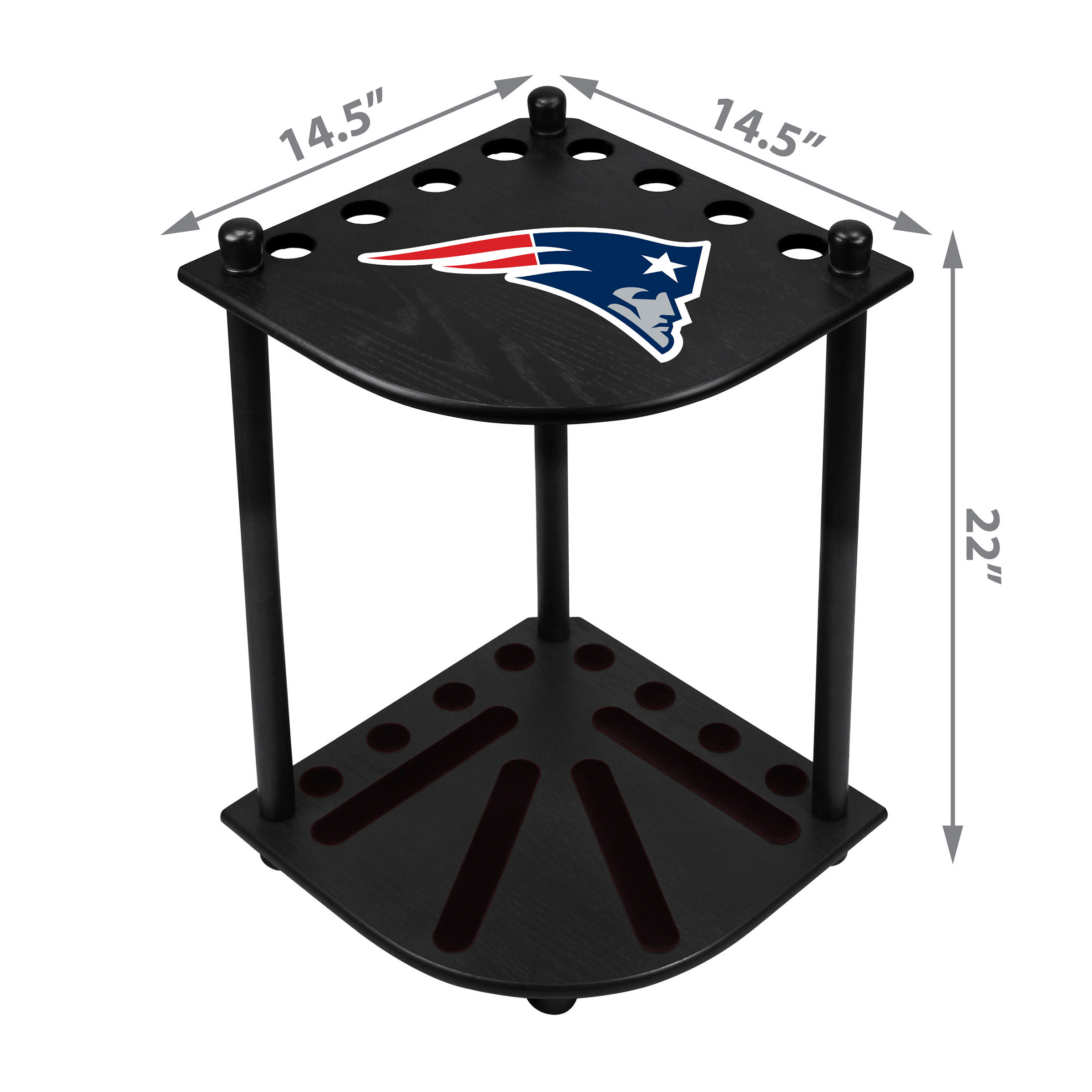 patriots solid wood corner cue rack