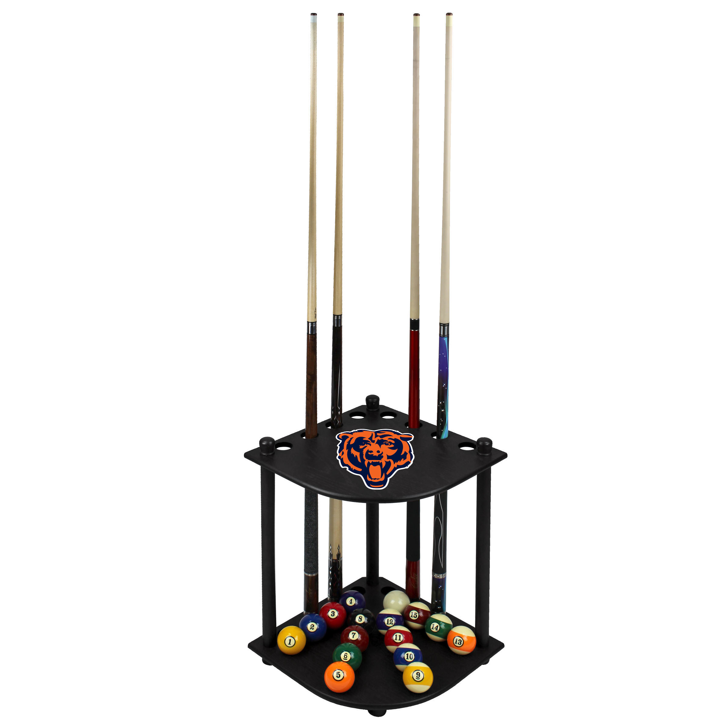 chicago bears solid wood corner cue rack