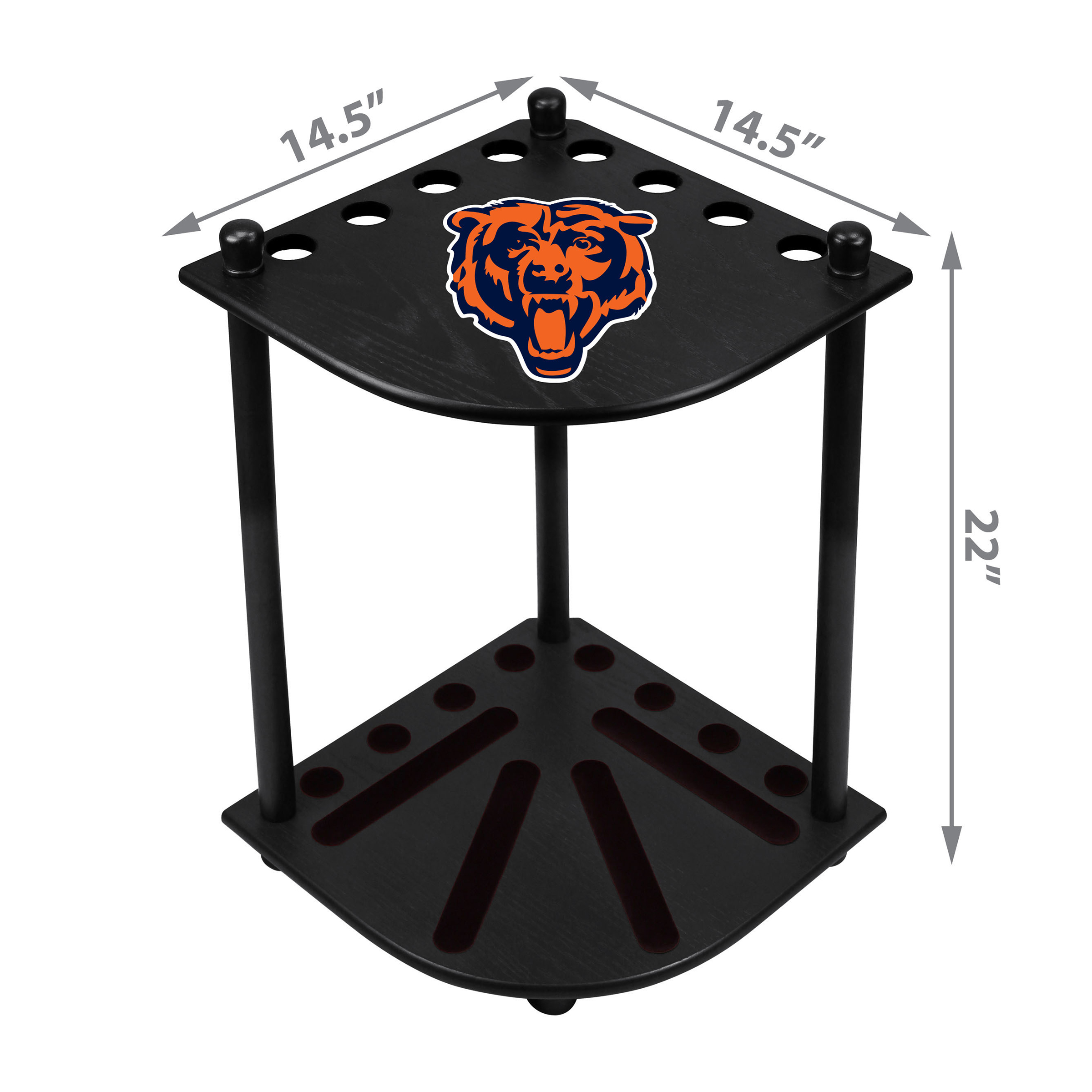 chicago bears solid wood corner cue rack