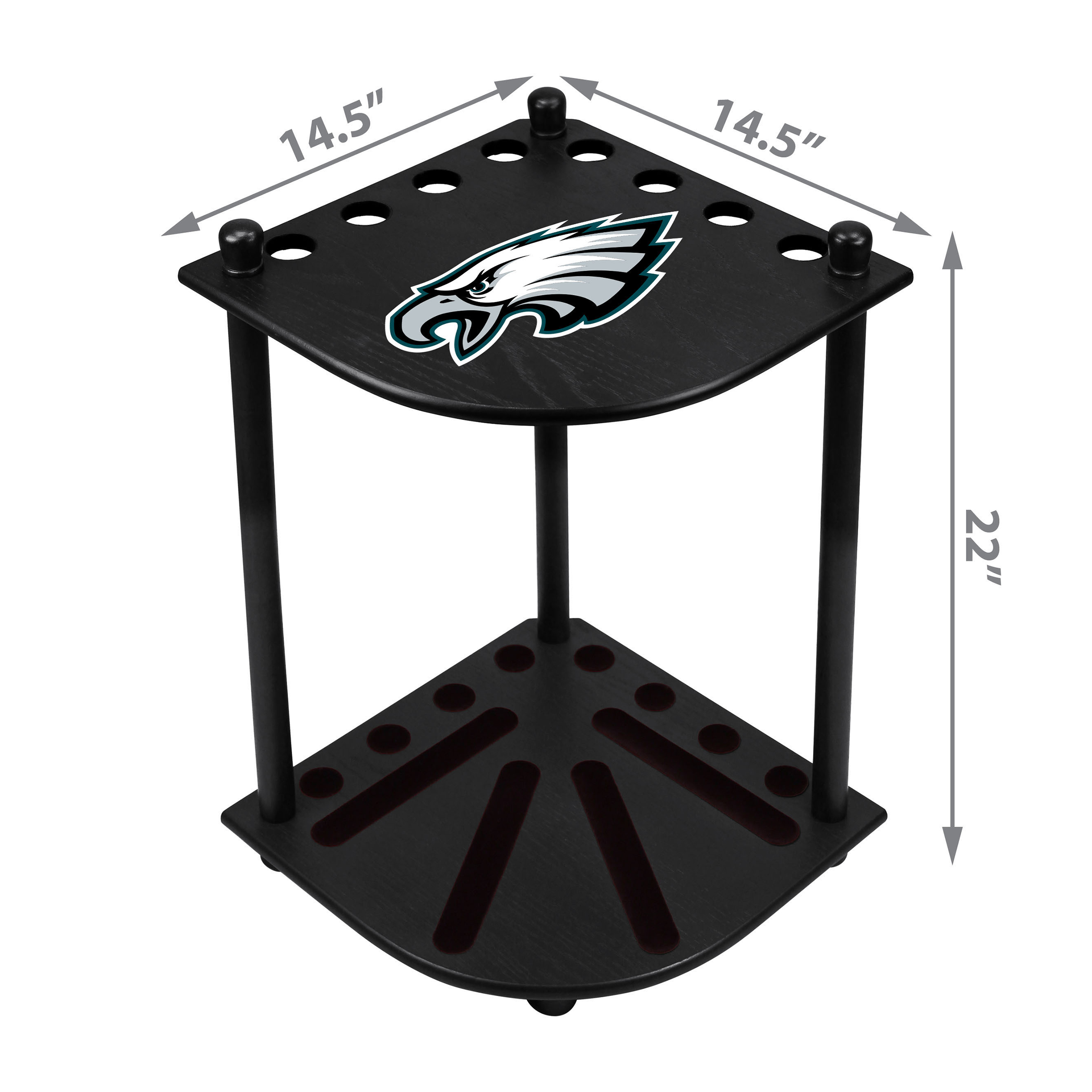 philadelphia eagles solid wood corner cue rack
