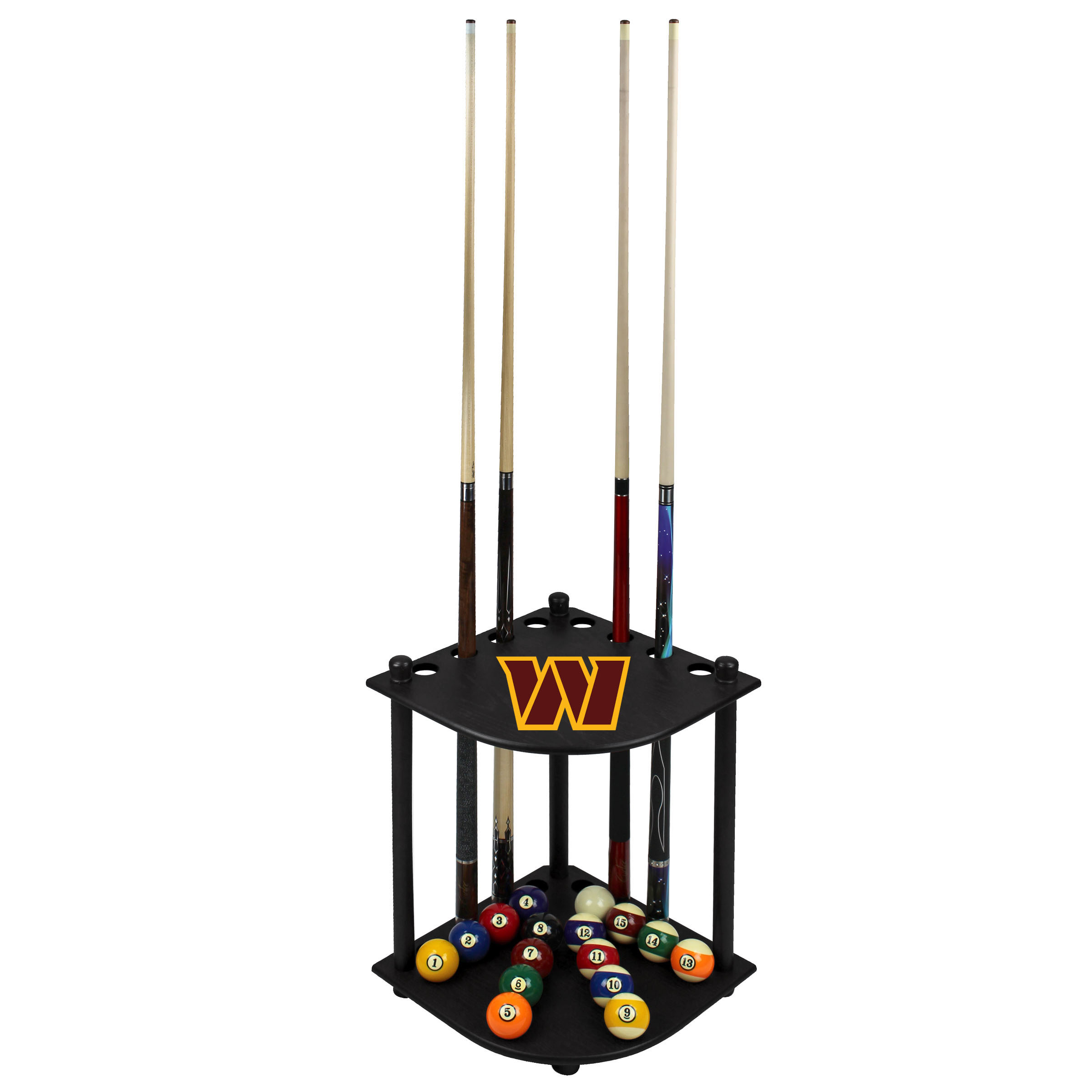 washington commanders solid wood corner cue rack