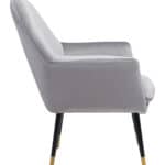 Gray Velvet Boho Accent Chair with Steel Legs and Armrest Support 13 Gray Velvet Boho Accent Chair with Steel Legs and Armrest Support