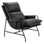 Contemporary Black Vinyl Accent Chair with Steel Frame and Armrests 16 Contemporary Black Vinyl Accent Chair with Steel Frame and Armrests