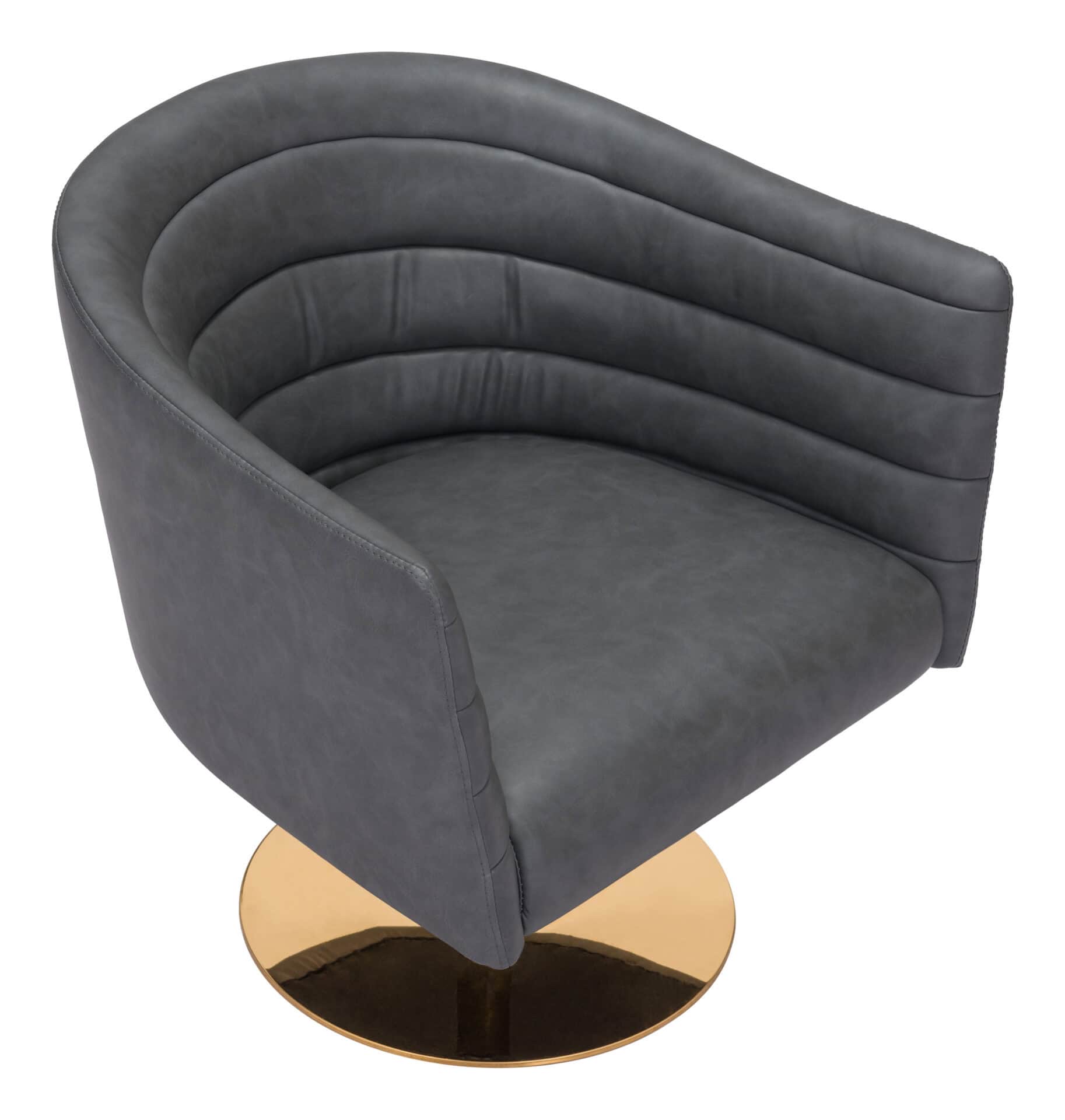 Gray Tufted Swivel Accent Chair with Faux Leather Upholstery 7 Gray Tufted Swivel Accent Chair with Faux Leather Upholstery - Image 7