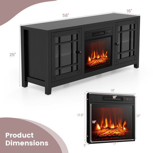 58 Inch Fireplace TV Stand with Storage and Adjustable Shelves 11 58 Inch Fireplace TV Stand with Storage and Adjustable Shelves - Image 11