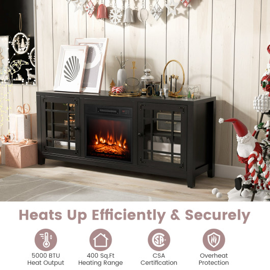 58 Inch Fireplace TV Stand with Storage and Adjustable Shelves 12 58 Inch Fireplace TV Stand with Storage and Adjustable Shelves - Image 12