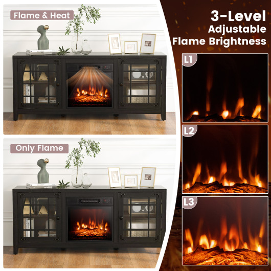 58 Inch Fireplace TV Stand with Storage and Adjustable Shelves 13 58 Inch Fireplace TV Stand with Storage and Adjustable Shelves - Image 13