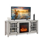 58 Inch Fireplace TV Stand with Storage and Adjustable Shelves 37 58 Inch Fireplace TV Stand with Storage and Adjustable Shelves