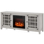 58 Inch Fireplace TV Stand with Storage and Adjustable Shelves 38 58 Inch Fireplace TV Stand with Storage and Adjustable Shelves