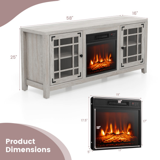 58 Inch Fireplace TV Stand with Storage and Adjustable Shelves 18 58 Inch Fireplace TV Stand with Storage and Adjustable Shelves - Image 18