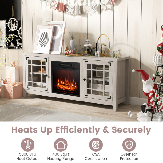 58 Inch Fireplace TV Stand with Storage and Adjustable Shelves 19 58 Inch Fireplace TV Stand with Storage and Adjustable Shelves - Image 19