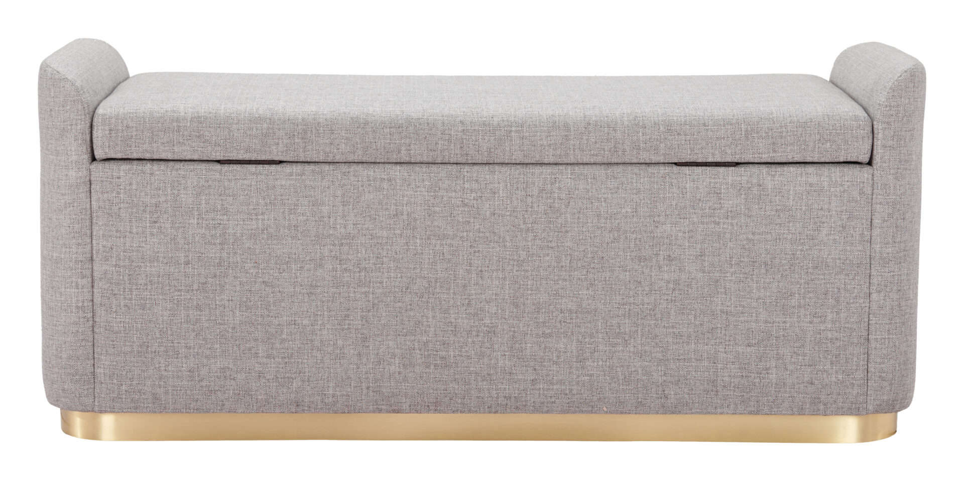 Gray Upholstered Storage Bench with Steel Legs and Hidden Compartment 4 Gray Upholstered Storage Bench with Steel Legs and Hidden Compartment - Image 4