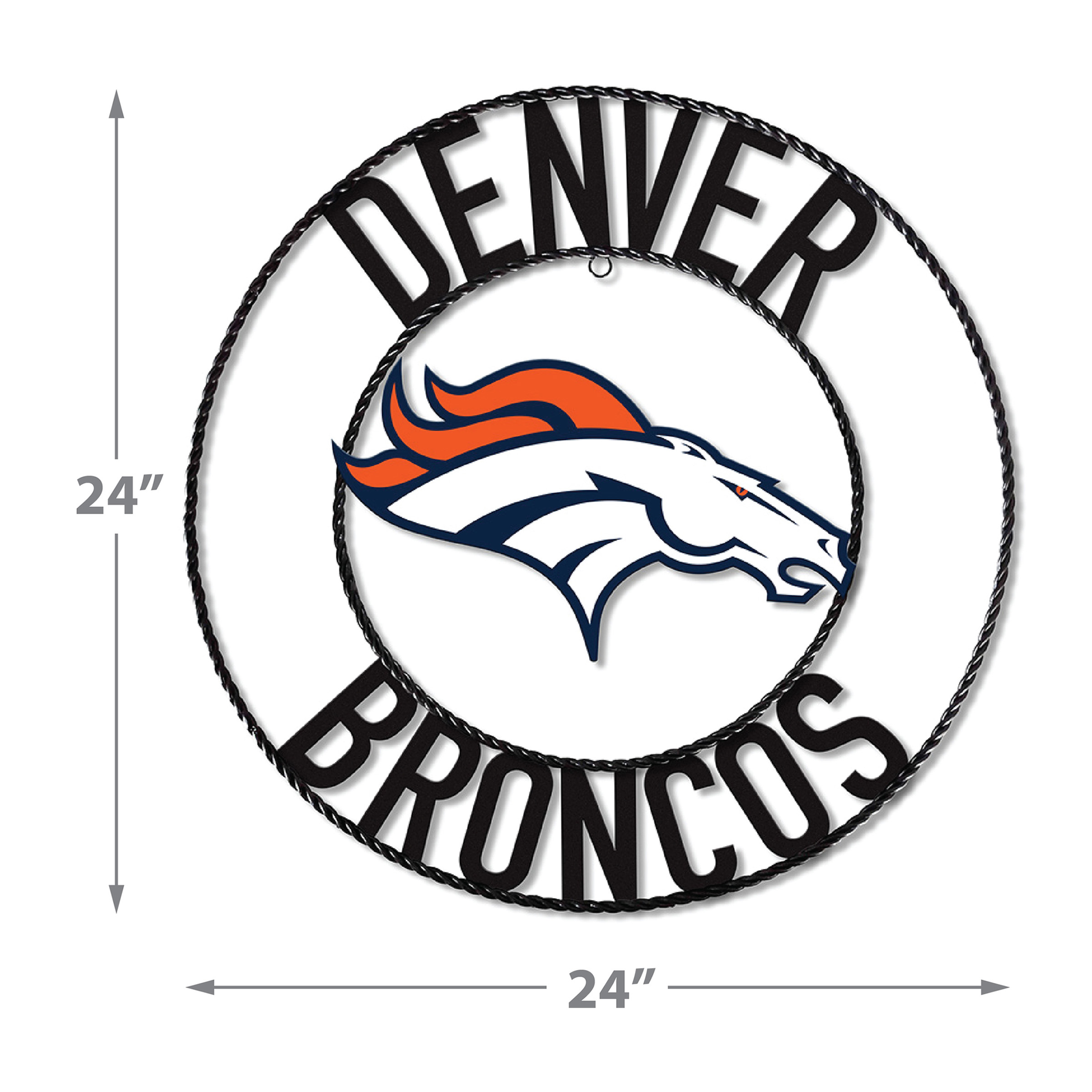 denver broncos 24 inch wrought iron wall art