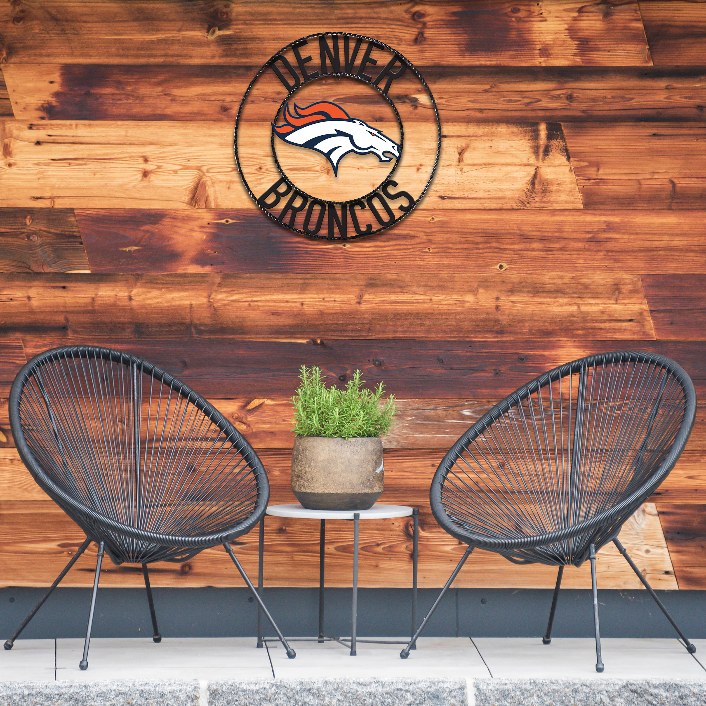 denver broncos 24 inch wrought iron wall art