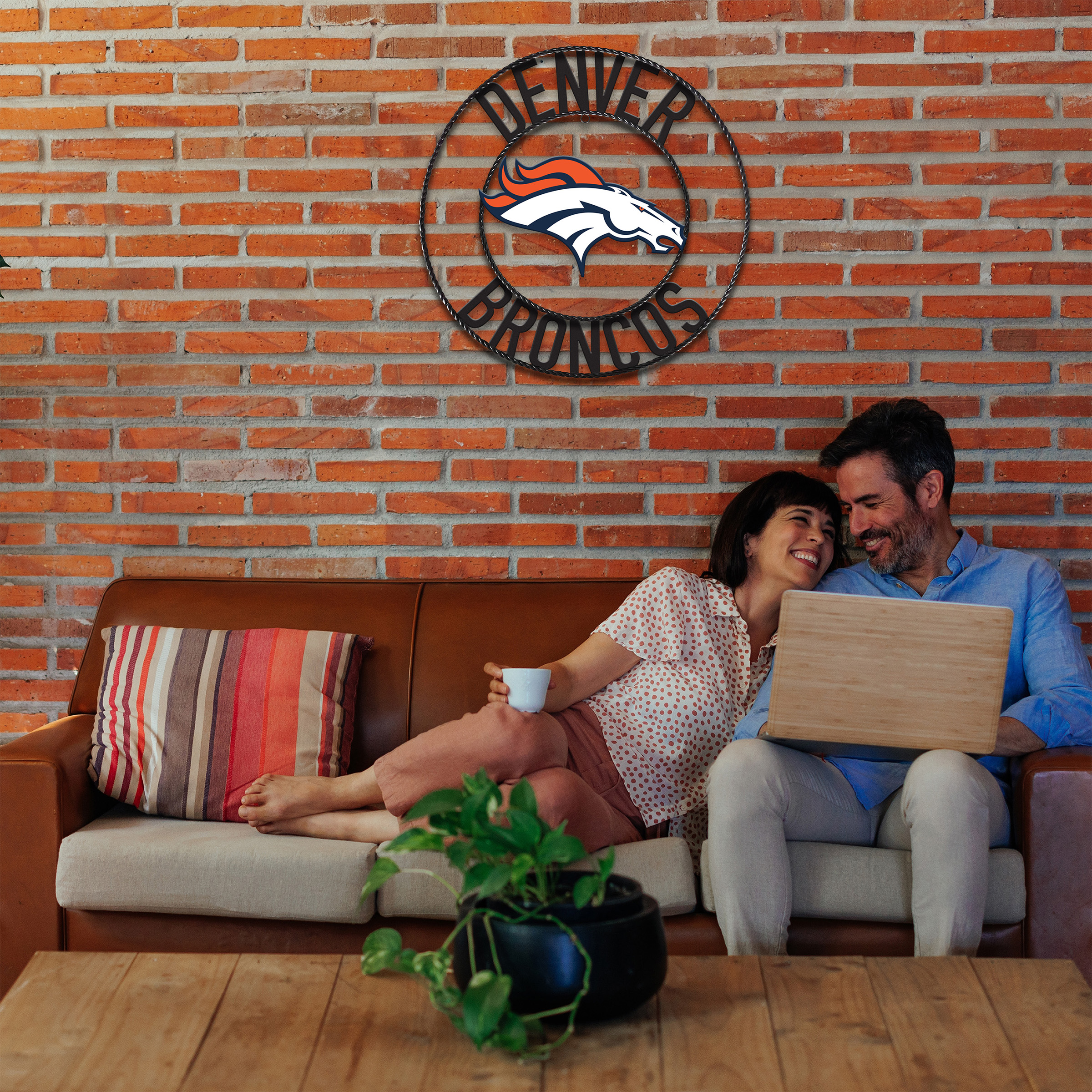 denver broncos 24 inch wrought iron wall art