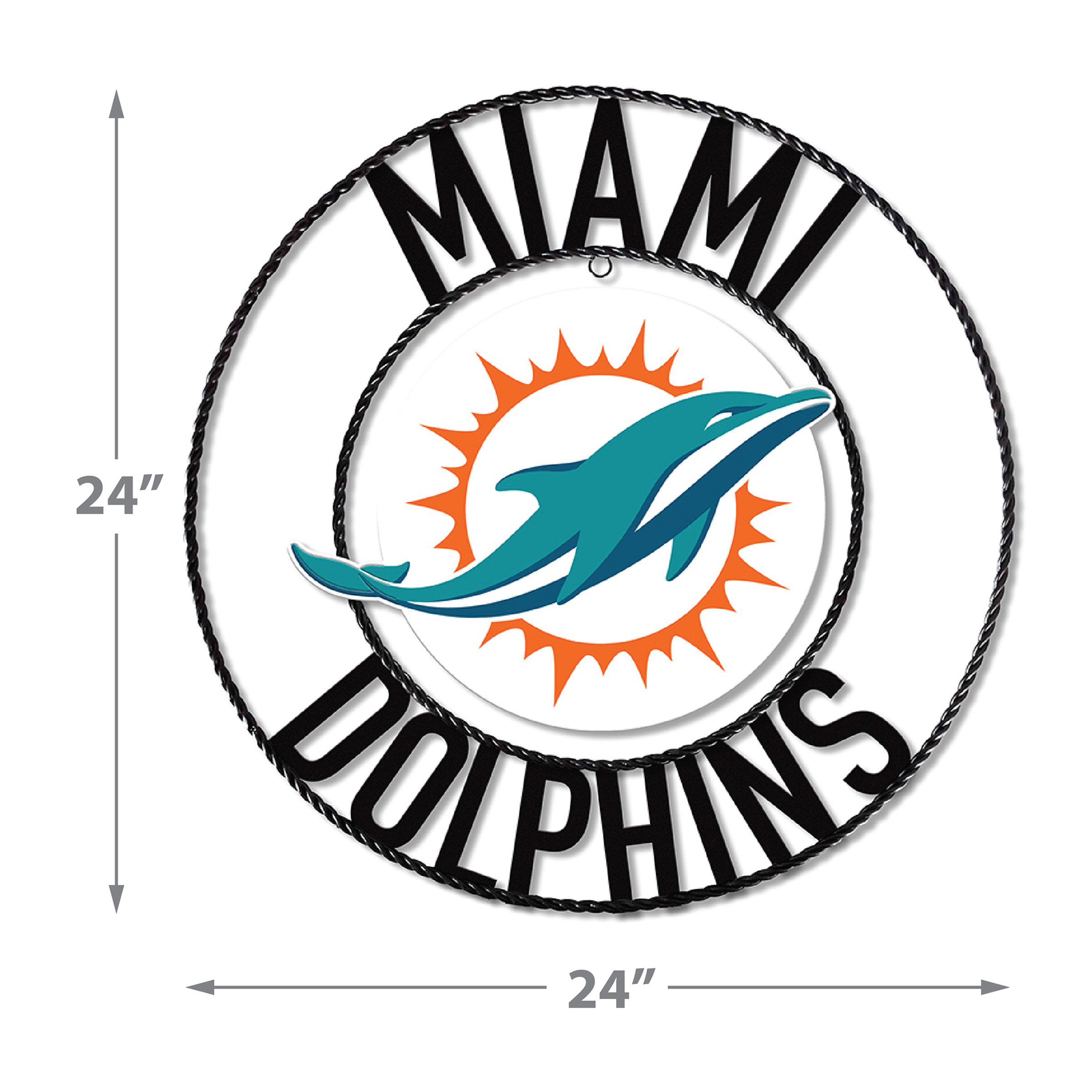 miami dolphins 24 inch wrought iron wall art