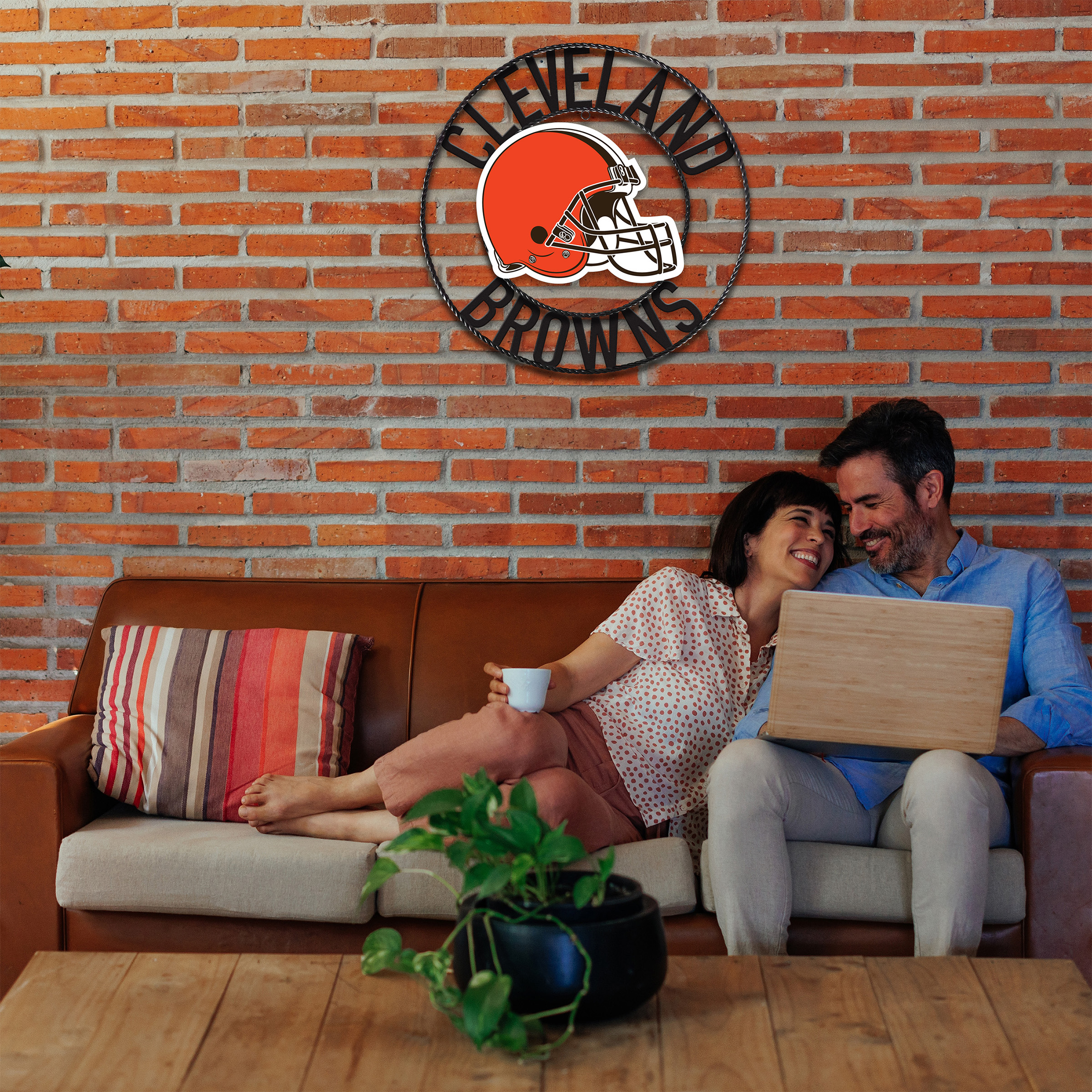 cleveland browns 24 inch wrought iron team logo wall art