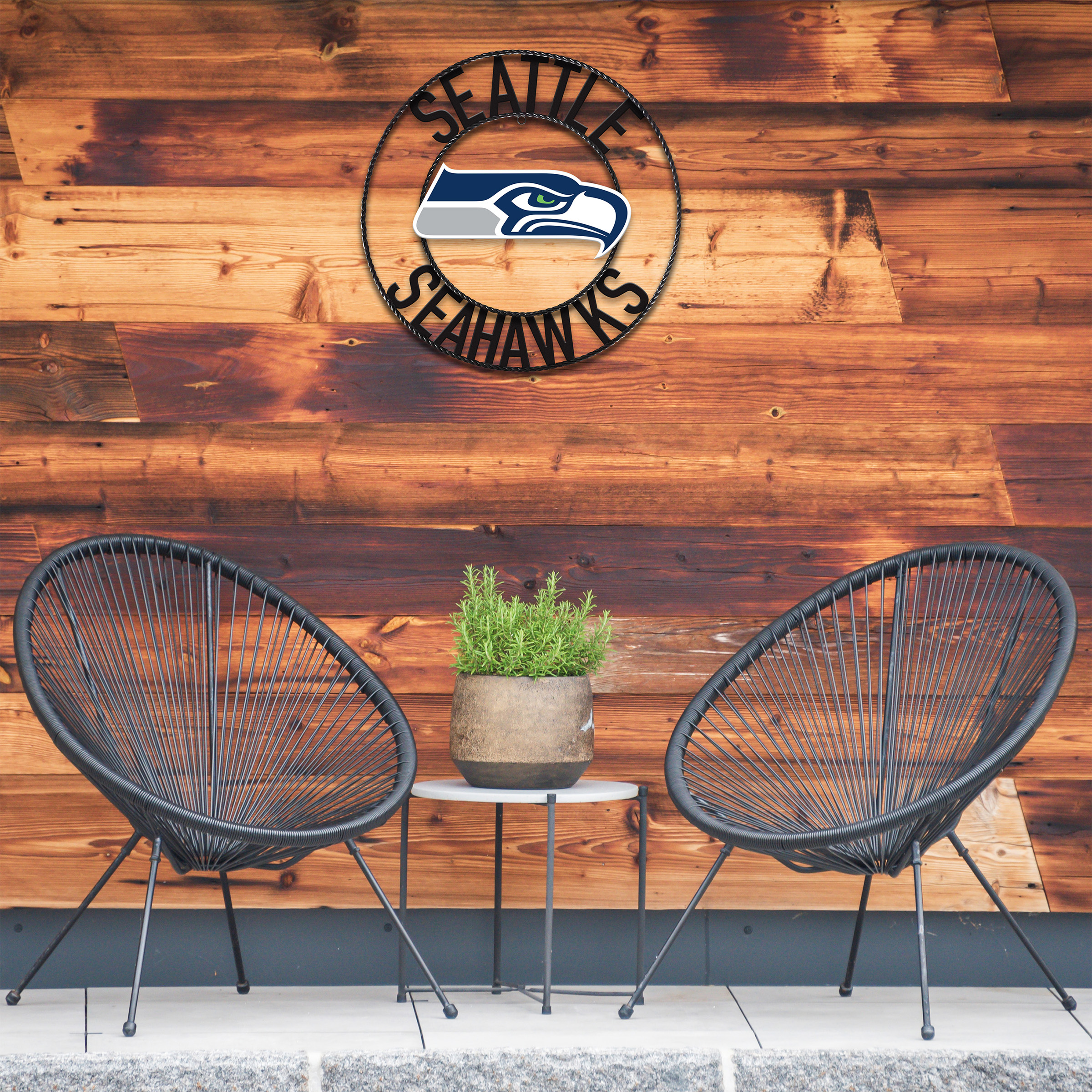 seahawks 24 inch wrought iron team logo wall art