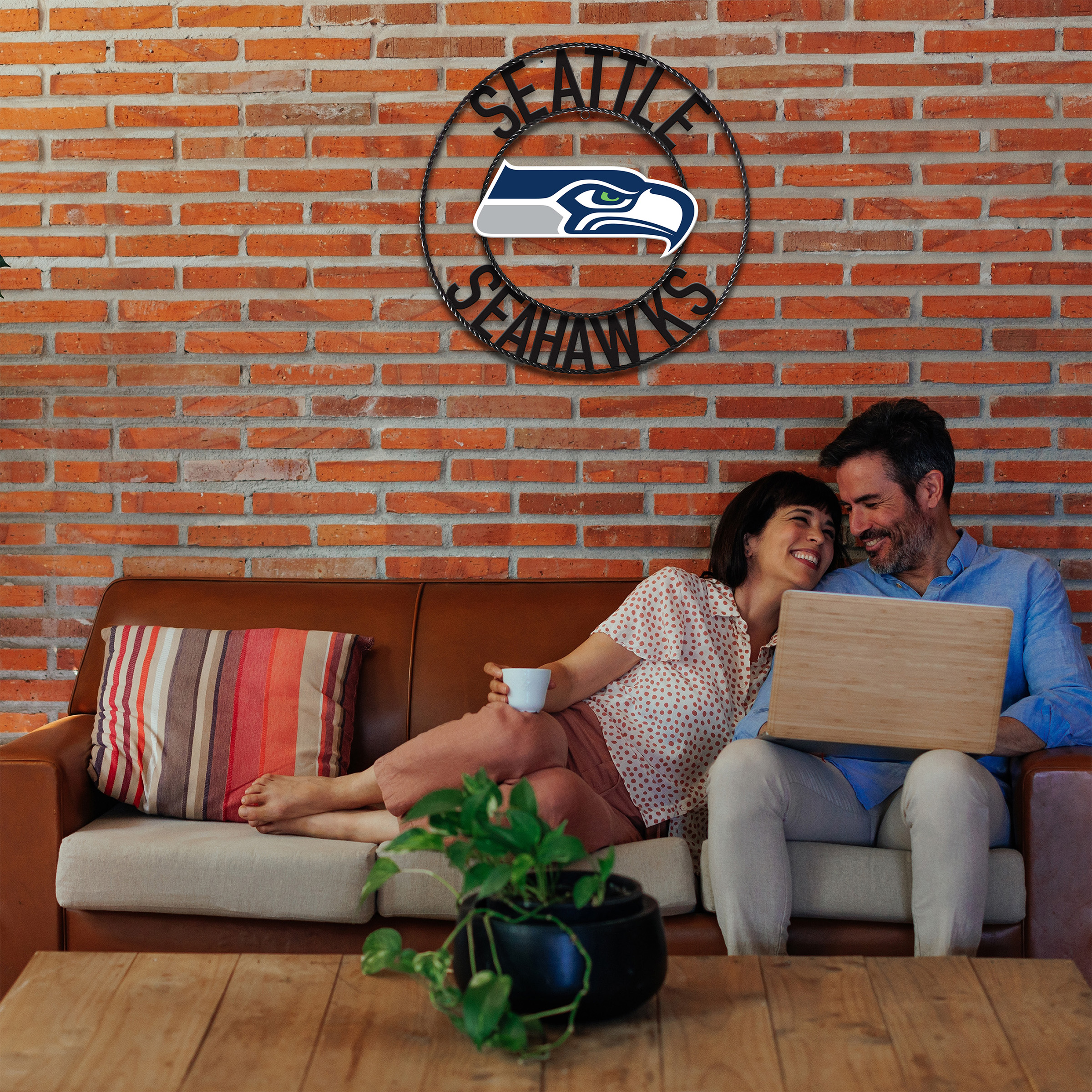seahawks 24 inch wrought iron team logo wall art