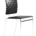 Black Faux Leather Dining Chair with Chrome Legs (Set of 4)