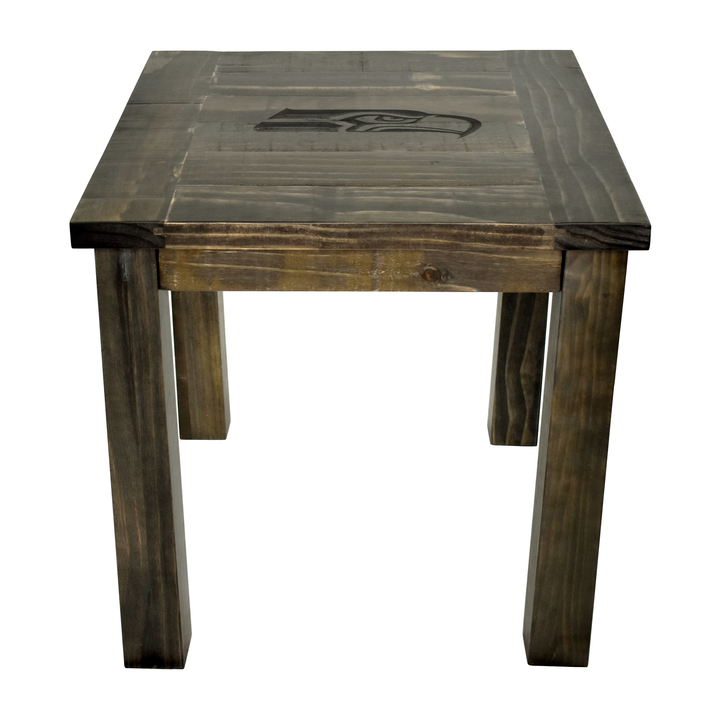seattle seahawks reclaimed pine wood logo side table