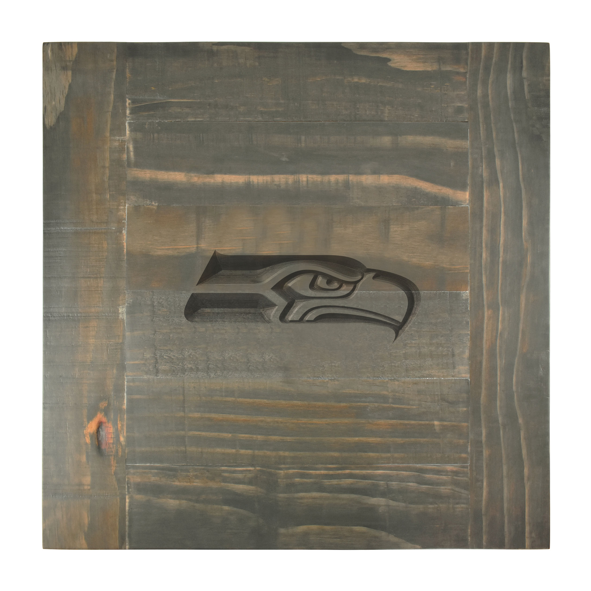 seattle seahawks reclaimed pine wood logo side table