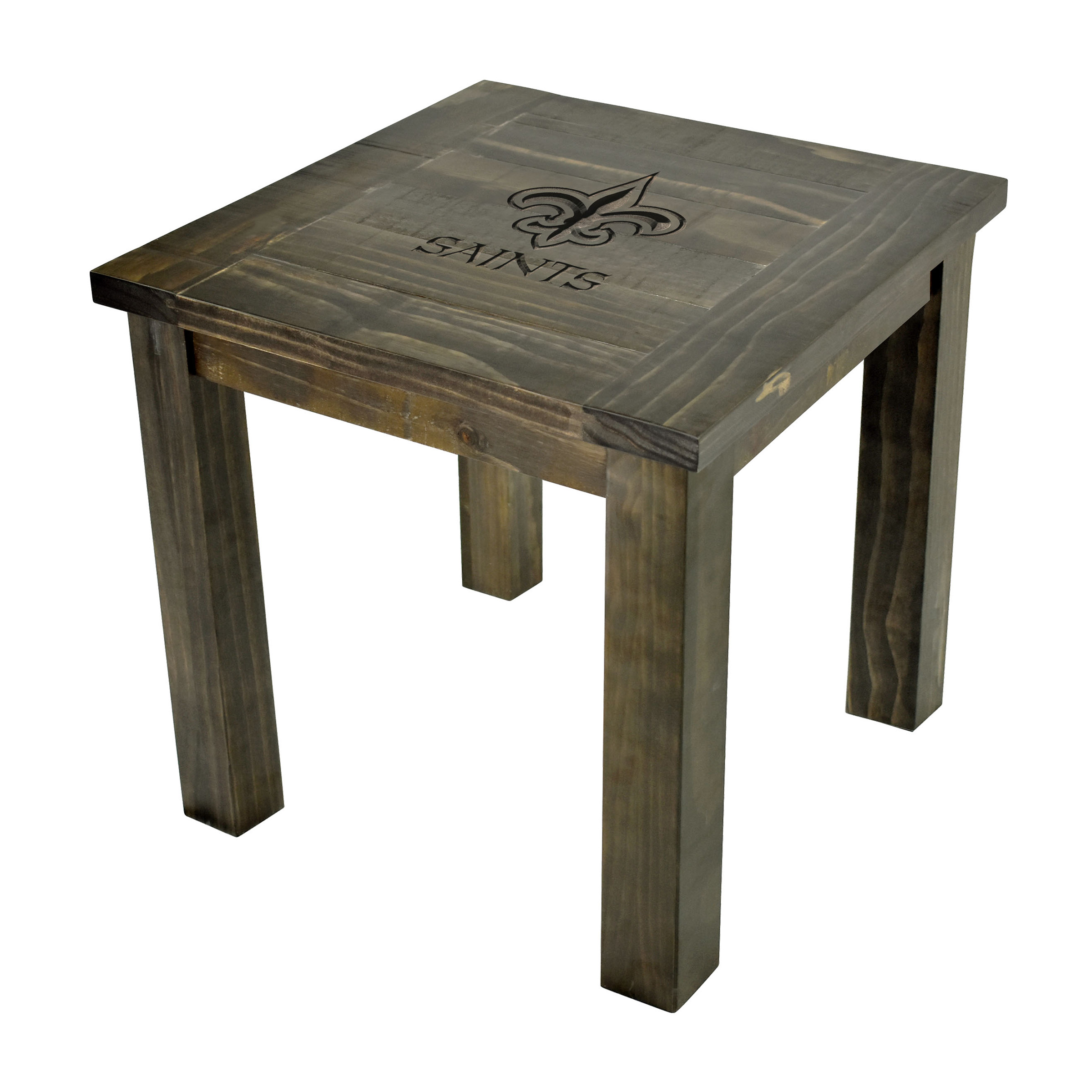 new orleans saints reclaimed pine logo side table