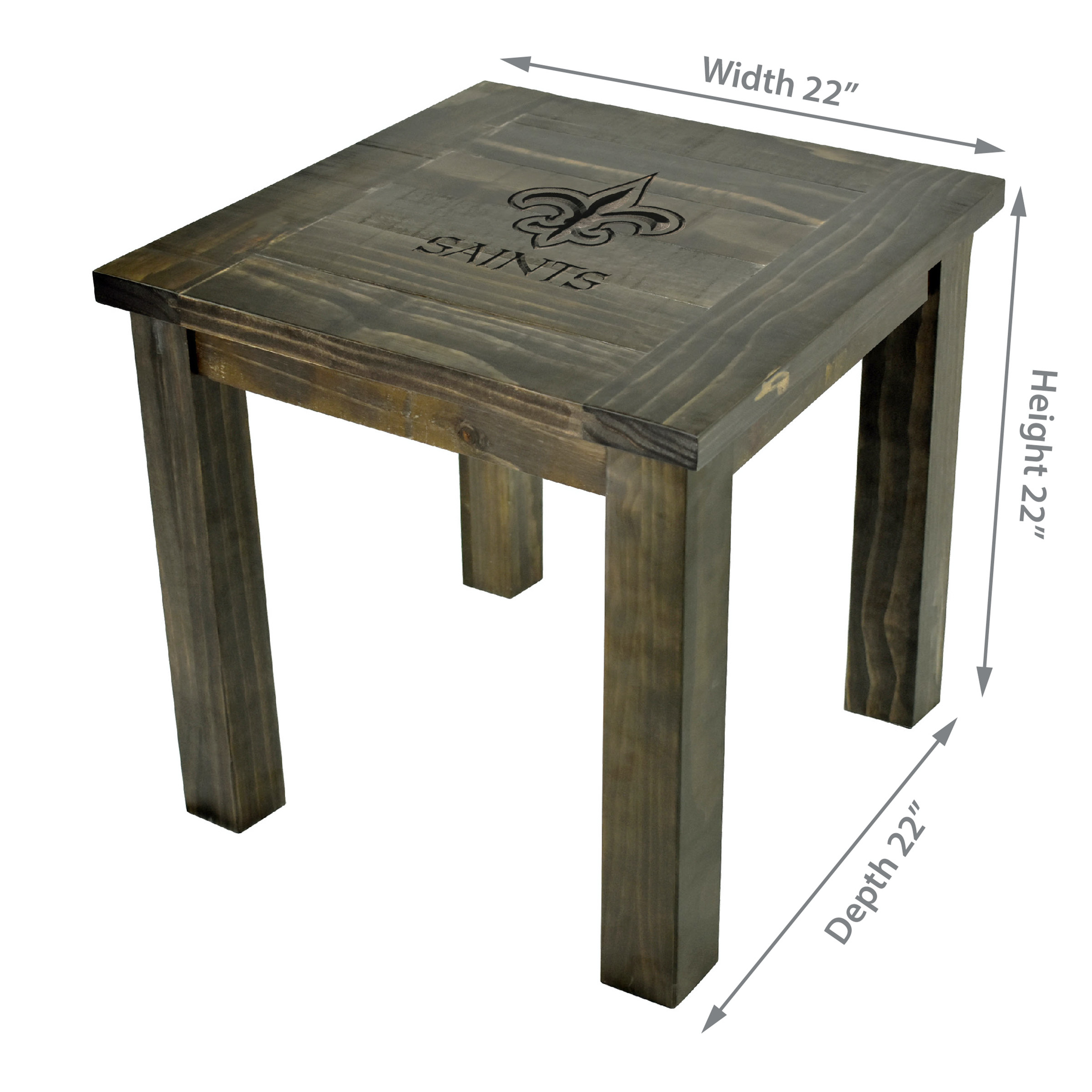 new orleans saints reclaimed pine logo side table
