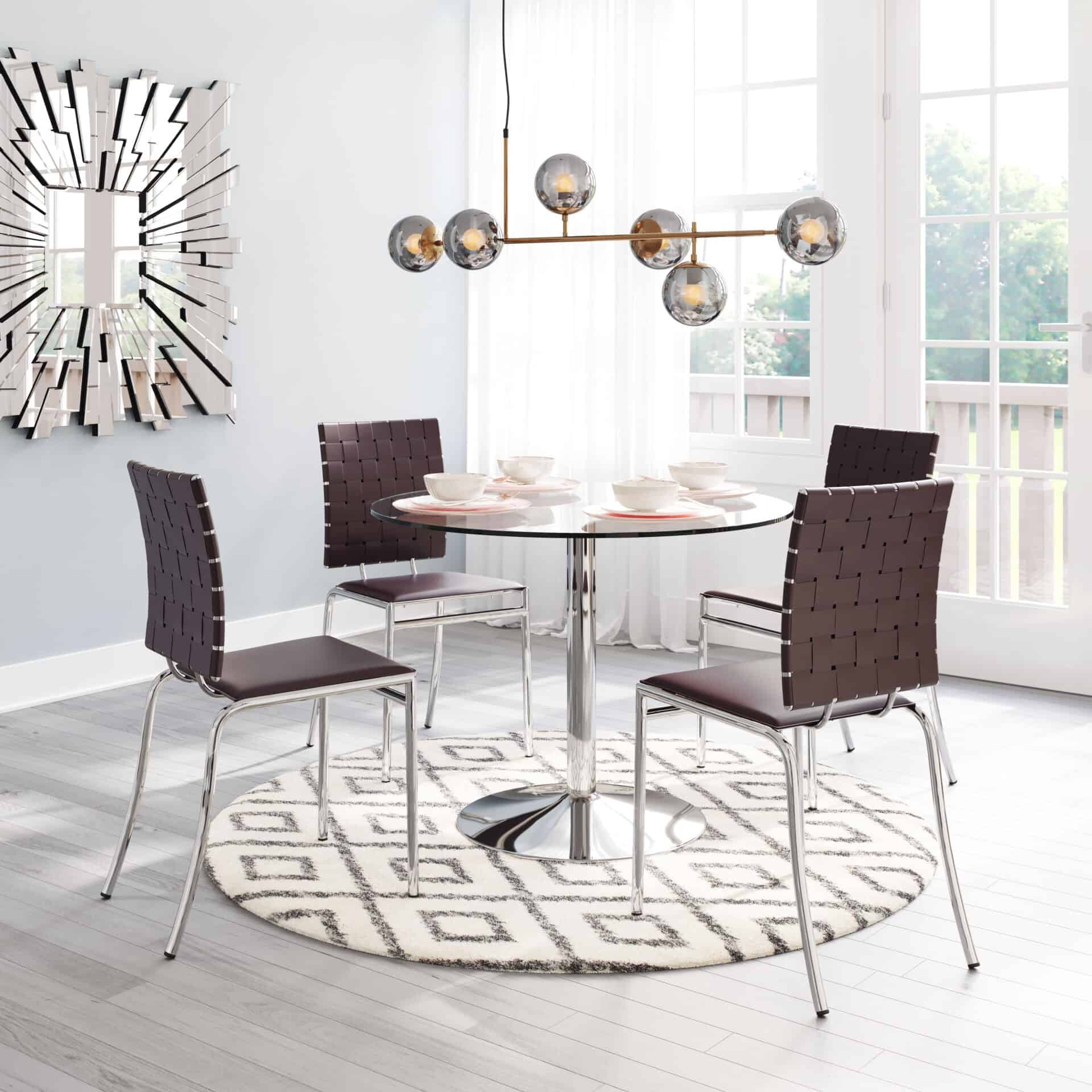Espresso Faux Leather Dining Chair with Chrome Frame (Set of 4) 1 Espresso Faux Leather Dining Chair with Chrome Frame (Set of 4)