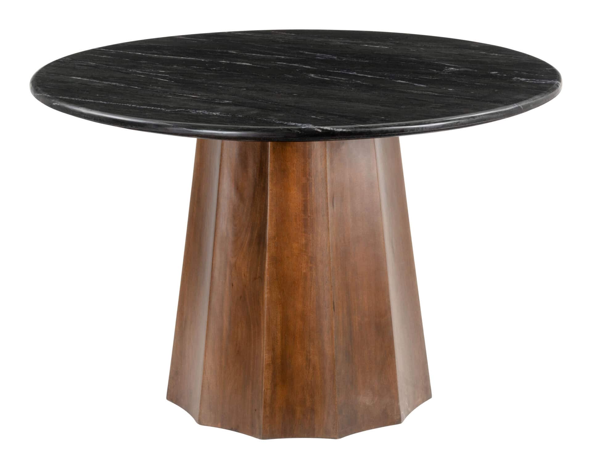 Round Marble and Acacia Dining Table with Storage 1 Round Marble and Acacia Dining Table with Storage