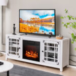 58 Inch Fireplace TV Stand with Storage and Adjustable Shelves 22 58 Inch Fireplace TV Stand with Storage and Adjustable Shelves