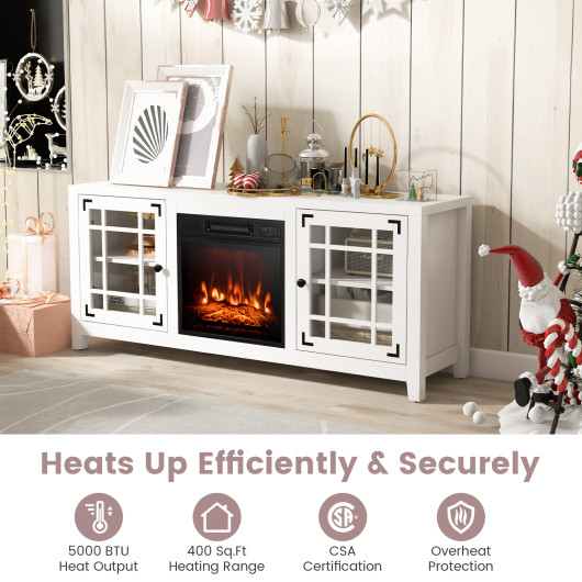 58 Inch Fireplace TV Stand with Storage and Adjustable Shelves 5 58 Inch Fireplace TV Stand with Storage and Adjustable Shelves - Image 5
