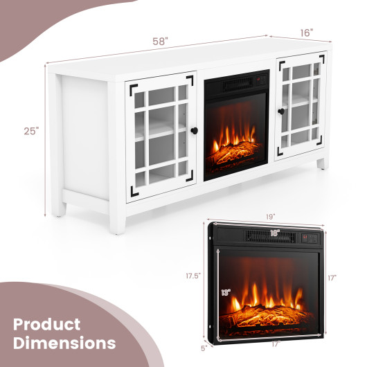 58 Inch Fireplace TV Stand with Storage and Adjustable Shelves 4 58 Inch Fireplace TV Stand with Storage and Adjustable Shelves - Image 4