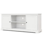 White 58 Inch TV Stand with Cabinets and Adjustable Shelves 10 White 58 Inch TV Stand with Cabinets and Adjustable Shelves