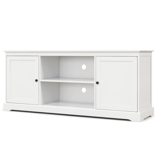 White 58 Inch TV Stand with Cabinets and Adjustable Shelves 3 White 58 Inch TV Stand with Cabinets and Adjustable Shelves - Image 3