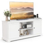 White 58 Inch TV Stand with Cabinets and Adjustable Shelves 11 White 58 Inch TV Stand with Cabinets and Adjustable Shelves