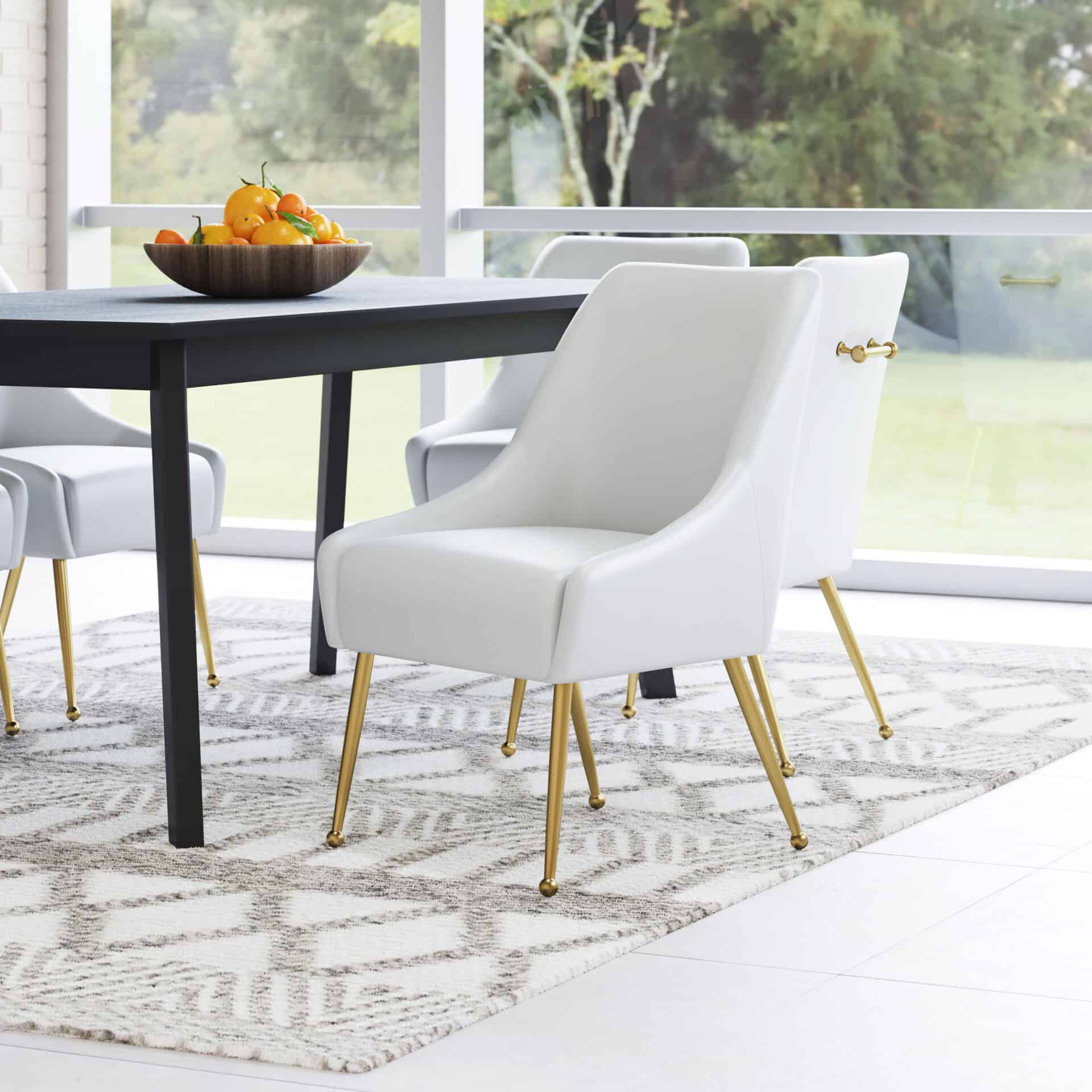 White and Gold Upholstered Armchair with Cushioned Back and Armrest 1 White and Gold Upholstered Armchair with Cushioned Back and Armrest