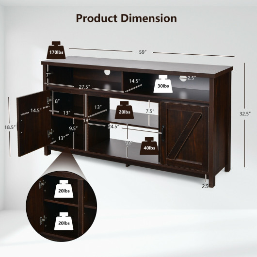 59 Inch Media Console with Barn Doors and Storage 12 59 Inch Media Console with Barn Doors and Storage - Image 12