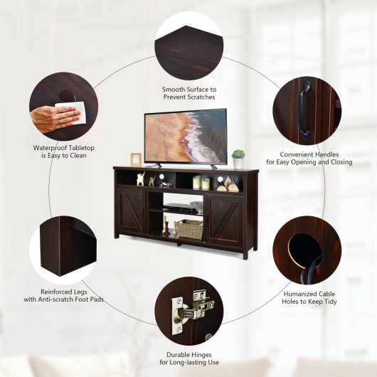 59 Inch Media Console with Barn Doors and Storage 14 59 Inch Media Console with Barn Doors and Storage - Image 14
