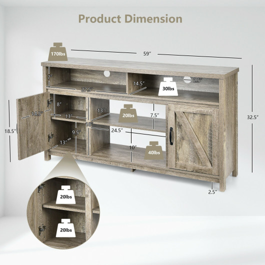 59 Inch Media Console with Barn Doors and Storage 19 59 Inch Media Console with Barn Doors and Storage - Image 19