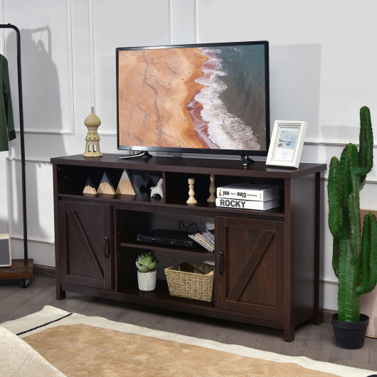 59 Inch Media Console with Barn Doors and Storage 8 59 Inch Media Console with Barn Doors and Storage - Image 8