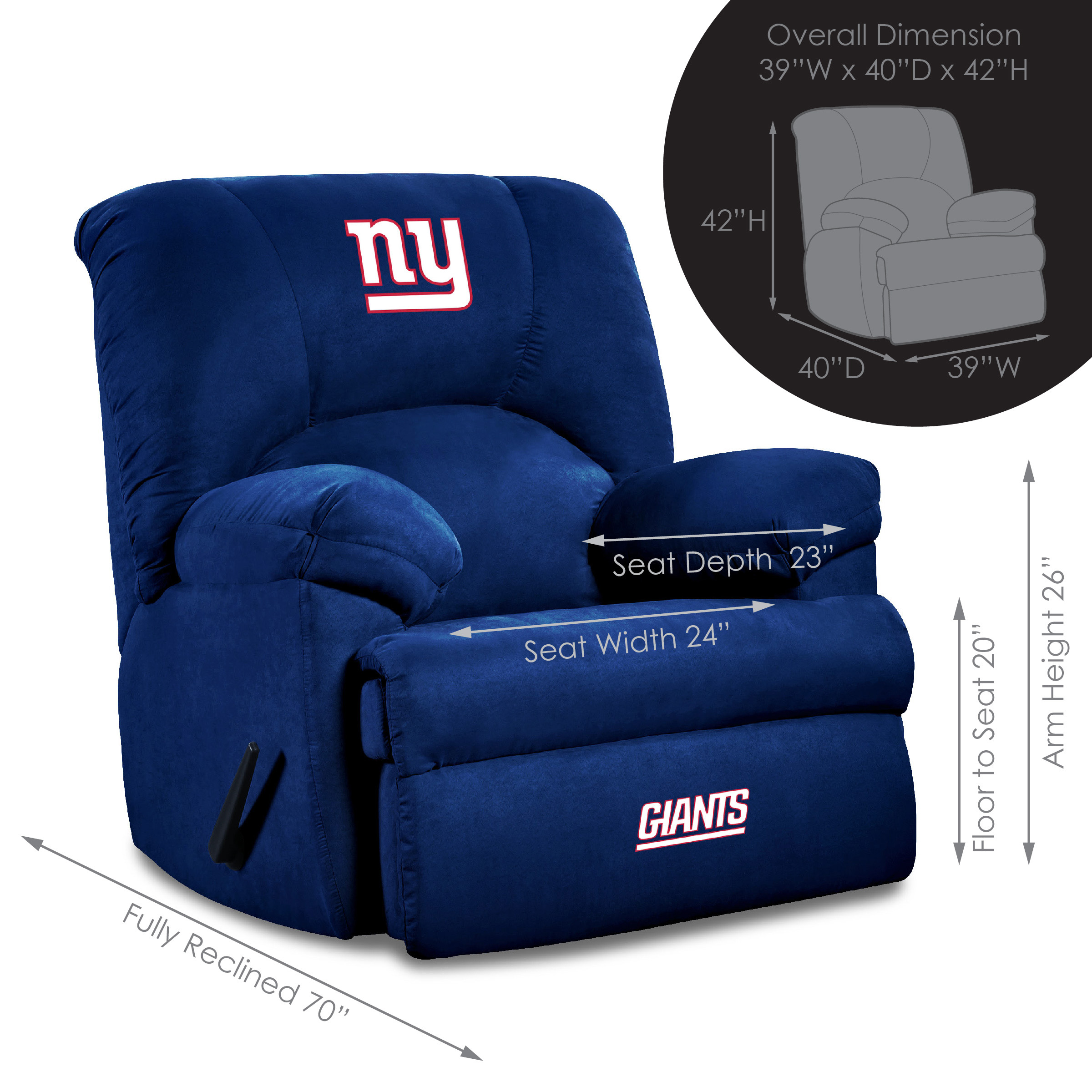 giants embroidered microfiber rocker recliner big game chair